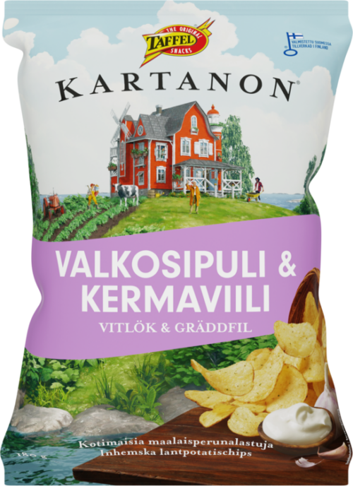 Taffel Kartanon Valkosipuli & Kermaviili 180 g