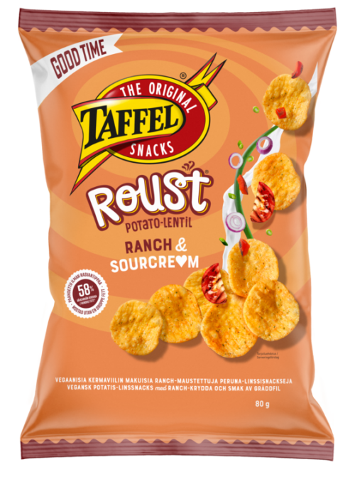 Taffel Roust ranch & sourcre<3m paahdettu perunasnacks 80 g